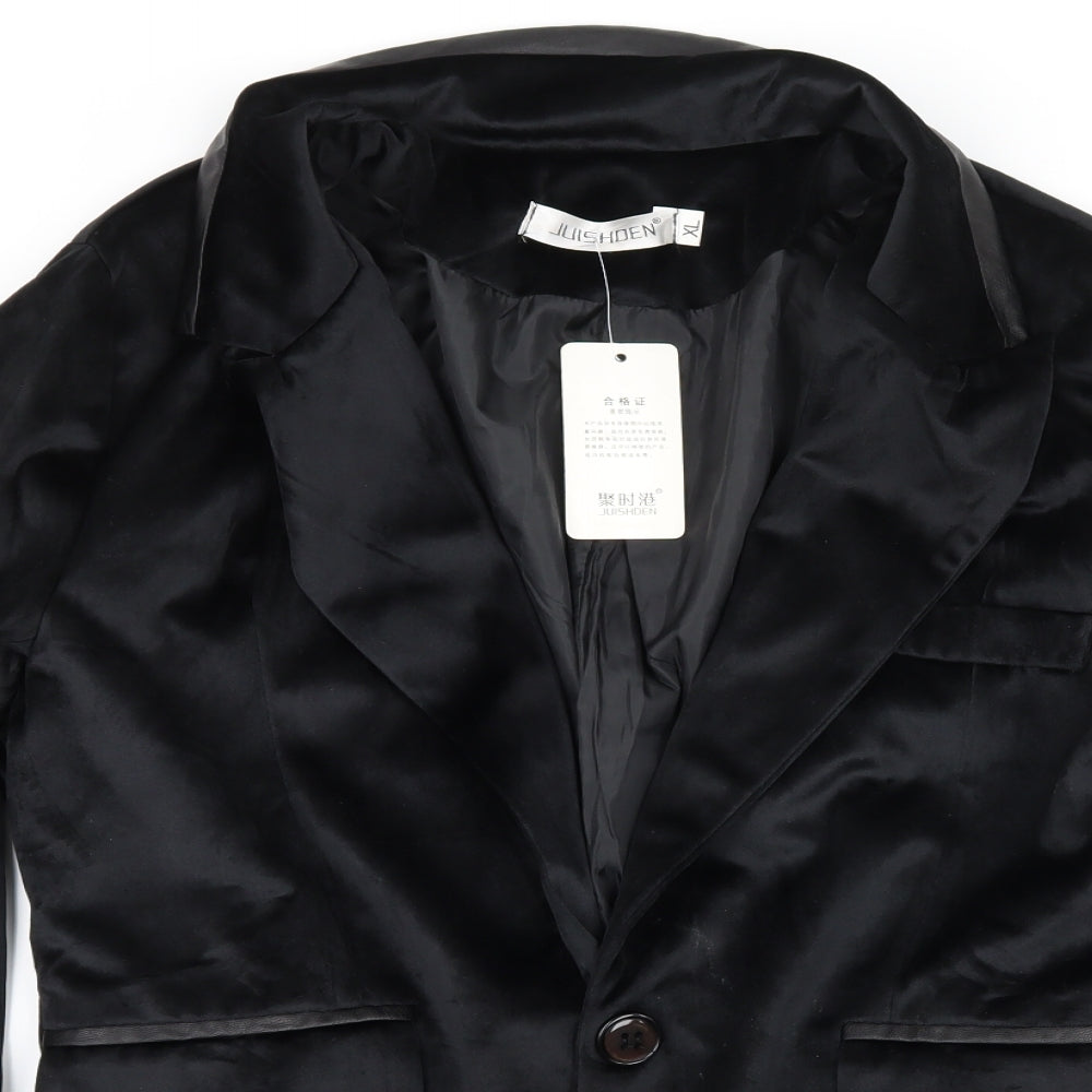 Jushden Womens Black  Velvet Jacket Blazer Size XL