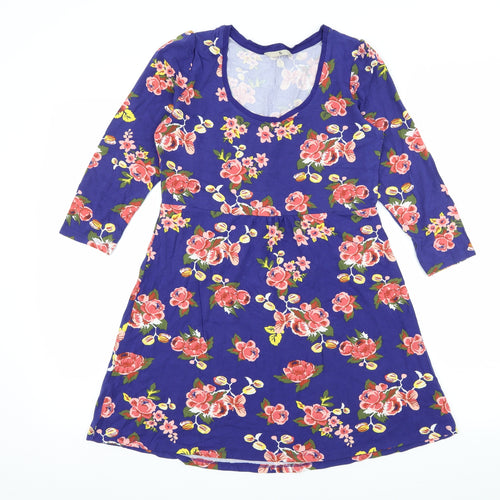 TU Womens Blue Floral Jersey Basic T-Shirt Size 10