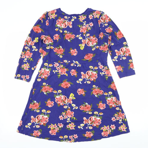 TU Womens Blue Floral Jersey Basic T-Shirt Size 10