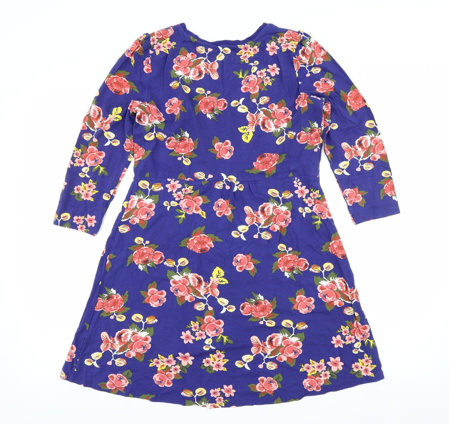 TU Womens Blue Floral Jersey Basic T-Shirt Size 10
