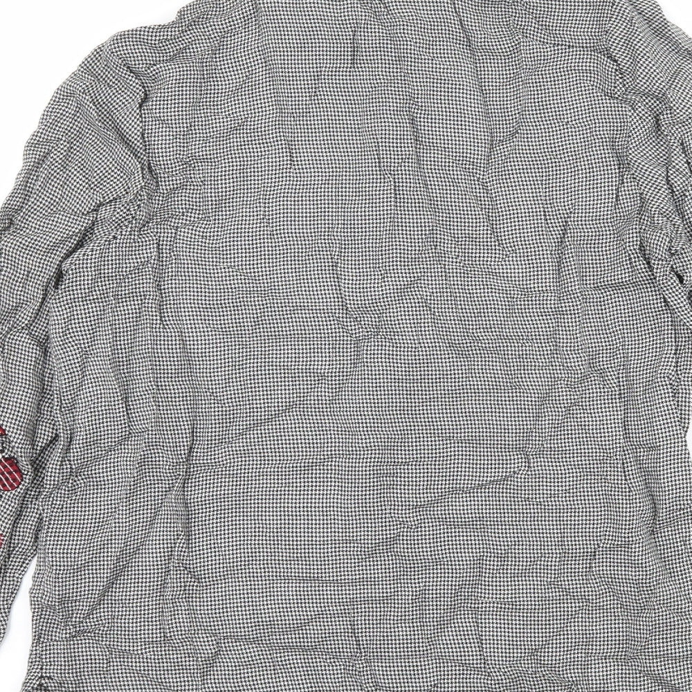 H&M Womens Black Houndstooth  Basic Button-Up Size 10