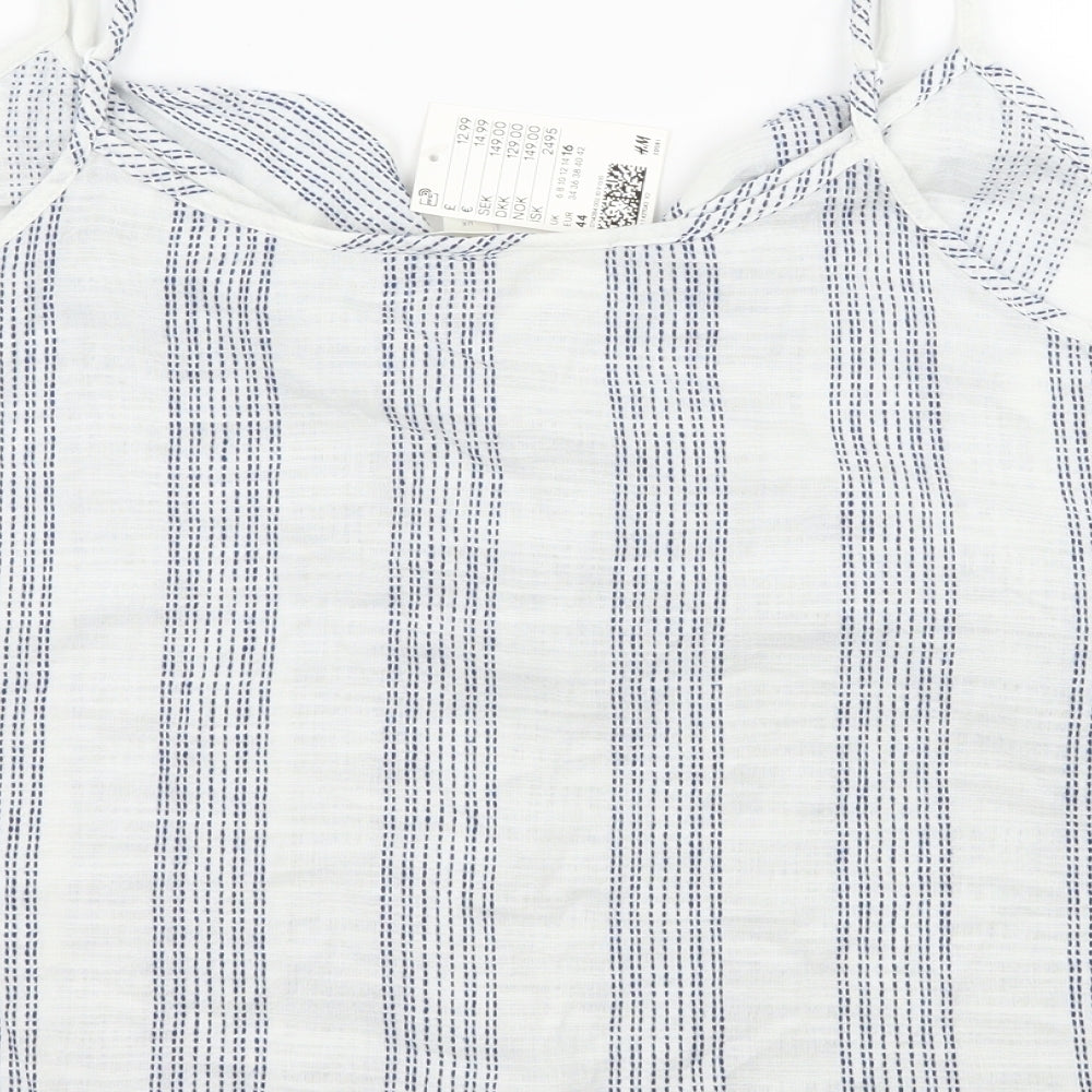 H&M Womens White Striped  Camisole Tank Size 16