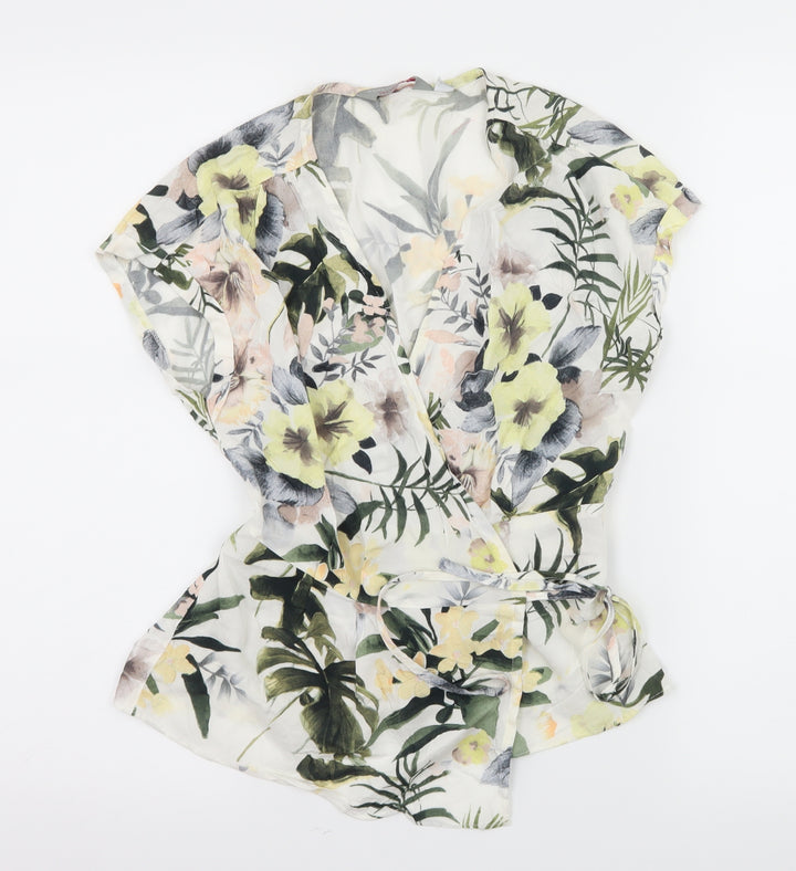 Dorothy Perkins Womens White Floral  Basic Blouse Size 8