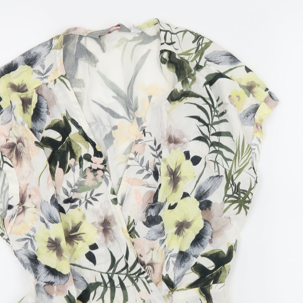 Dorothy Perkins Womens White Floral  Basic Blouse Size 8