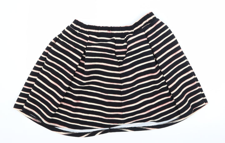 NEXT Womens Black Striped Flare Skirt Size 14