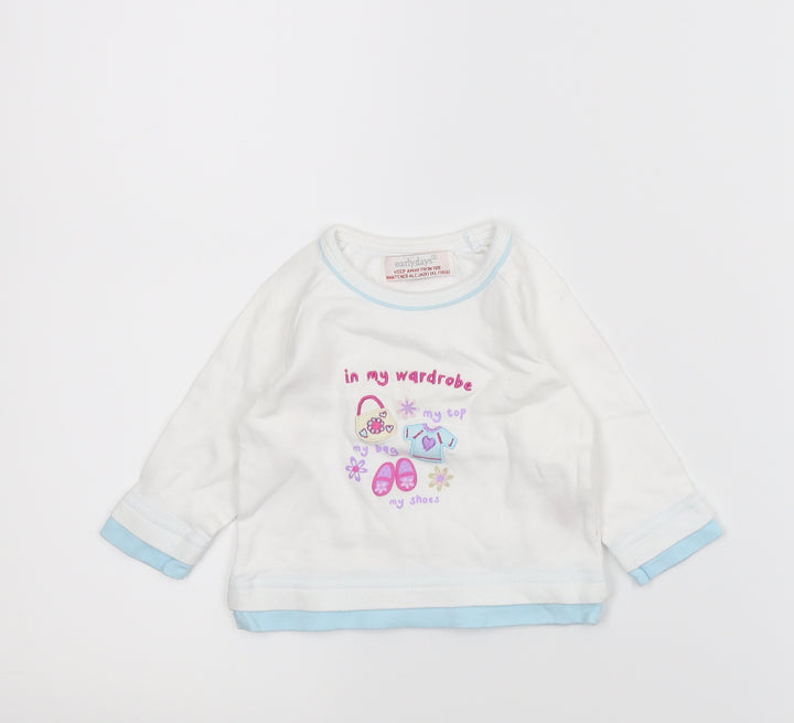 Early days Girls White   Basic T-Shirt Size 3-6 Months