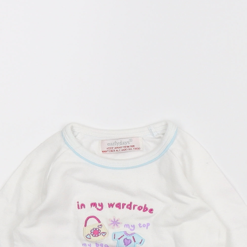 Early days Girls White   Basic T-Shirt Size 3-6 Months