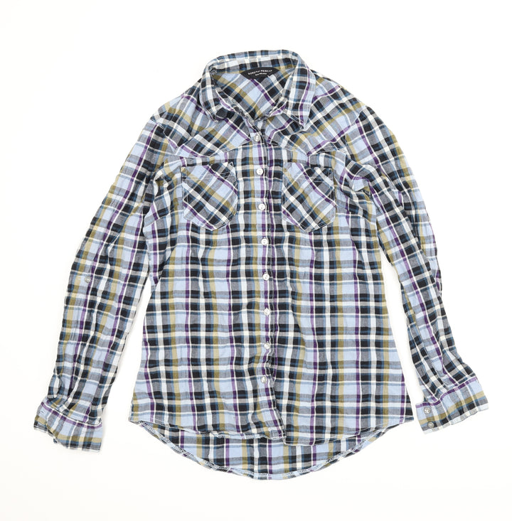 Dorothy Perkins Womens Blue Plaid  Basic Button-Up Size 12