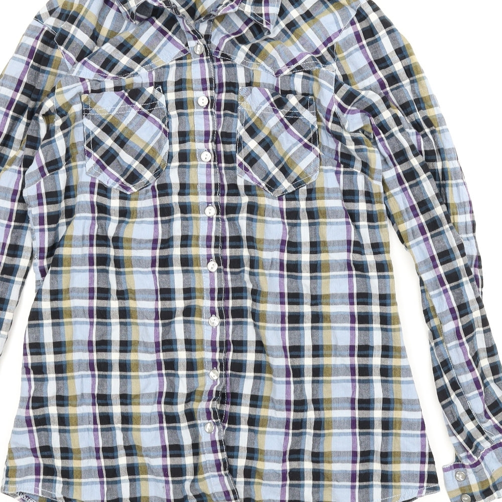 Dorothy Perkins Womens Blue Plaid  Basic Button-Up Size 12