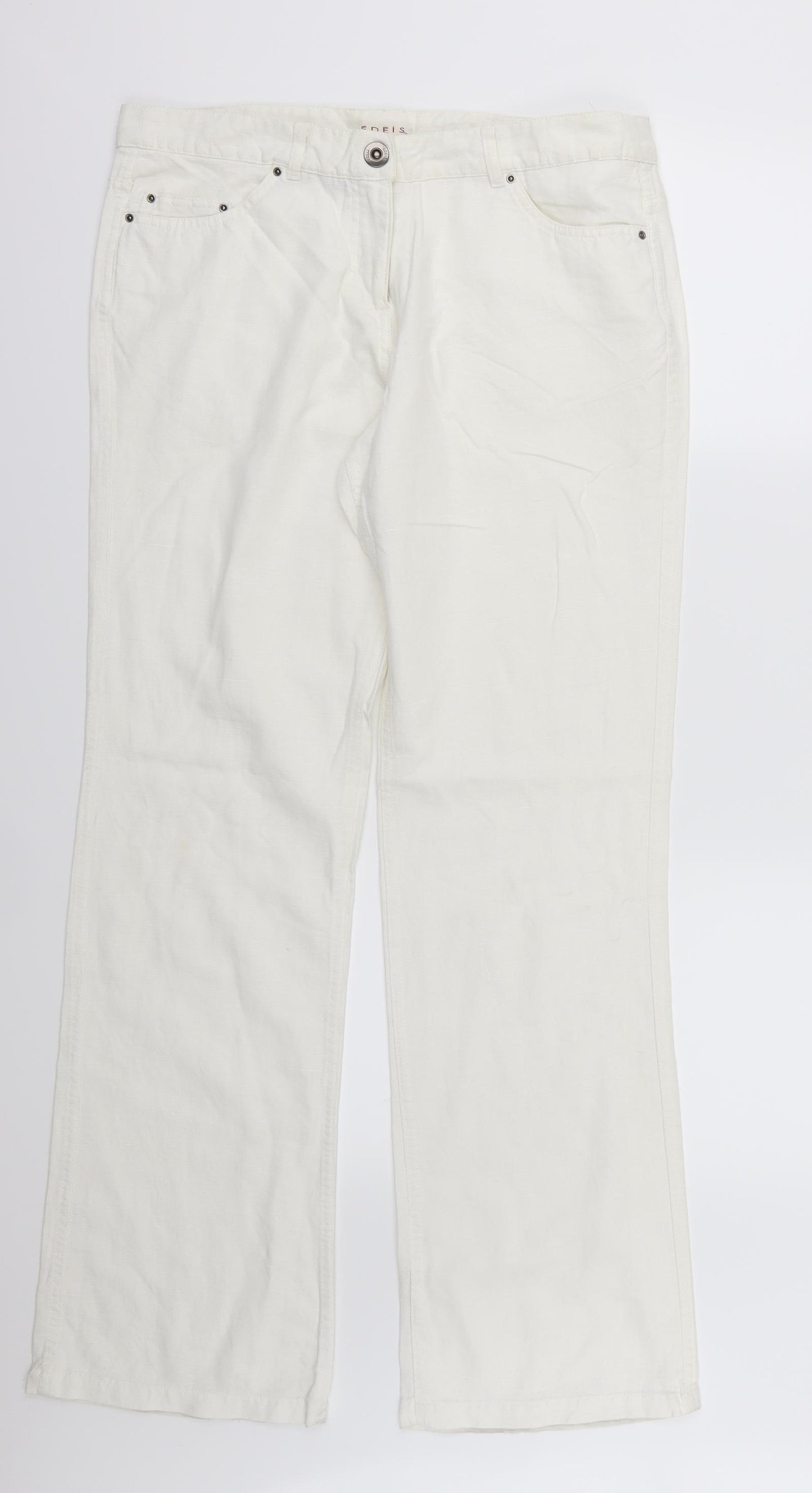 Edeis Womens Ivory   Trousers  Size 12 L32 in