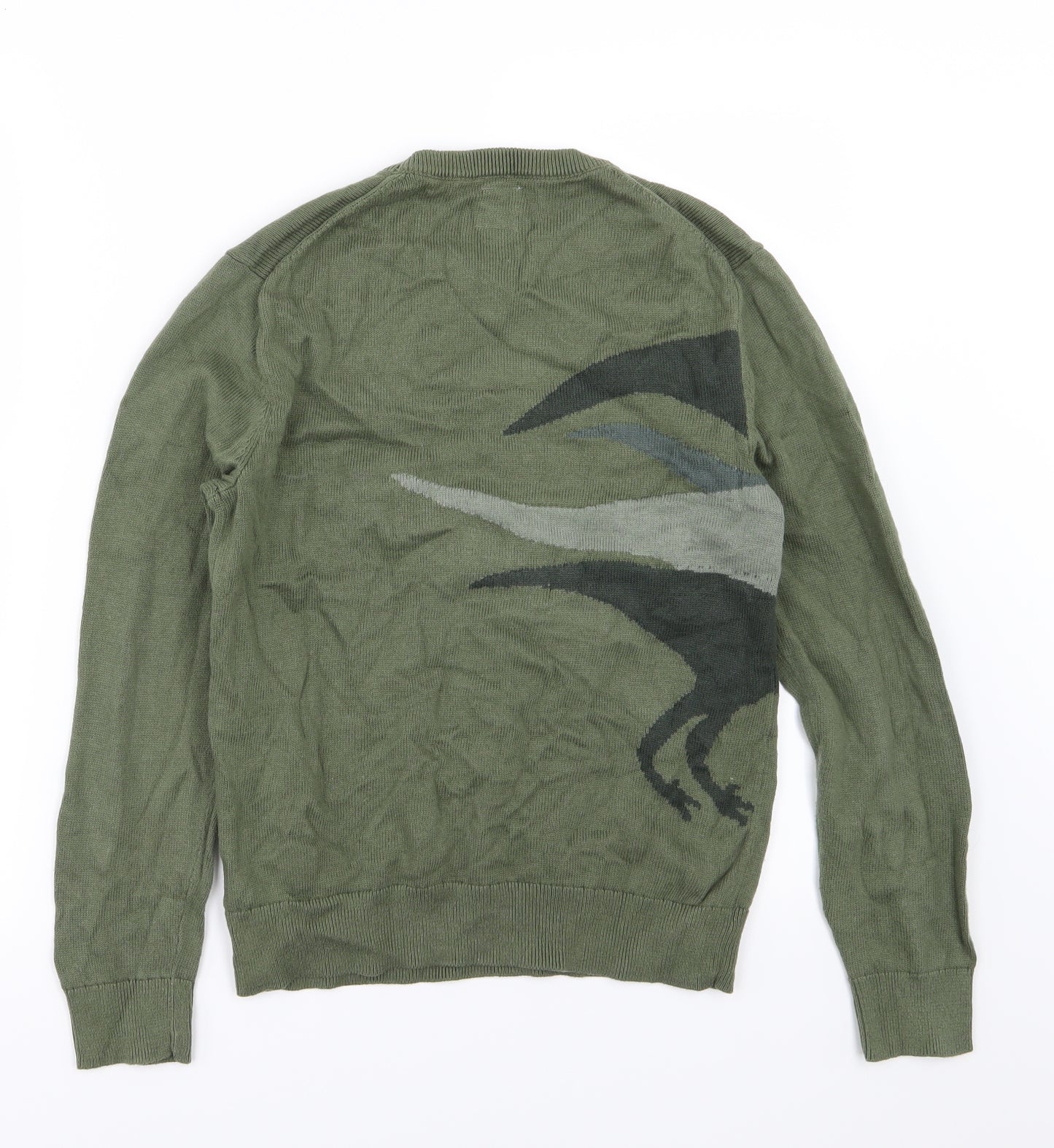 Gap Boys Green  Knit Pullover Jumper Size 12-13 Years  - dinosaur
