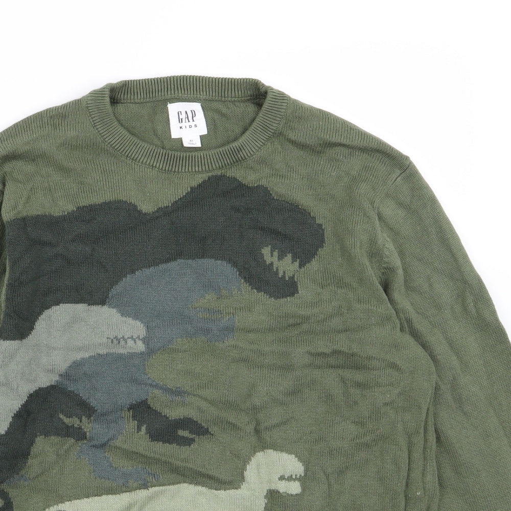Gap Boys Green  Knit Pullover Jumper Size 12-13 Years  - dinosaur