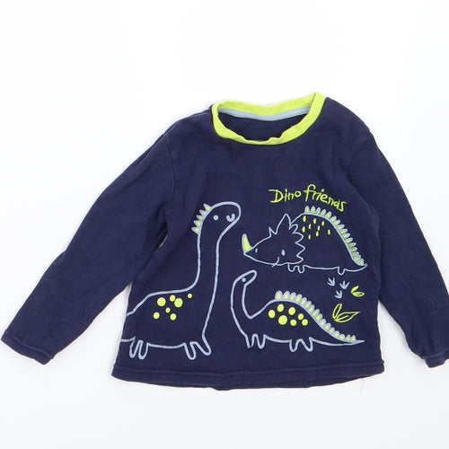 Primark Boys Blue  Jersey Basic T-Shirt Size 12-18 Months  - Dino friends
