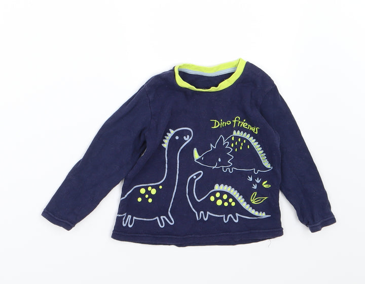 Primark Boys Blue Jersey Basic T-Shirt Size 12-18 Months - Dino friends