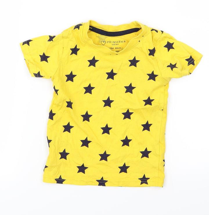 Primark Baby Yellow  Jersey Basic T-Shirt Size 12-18 Months  - Star Print