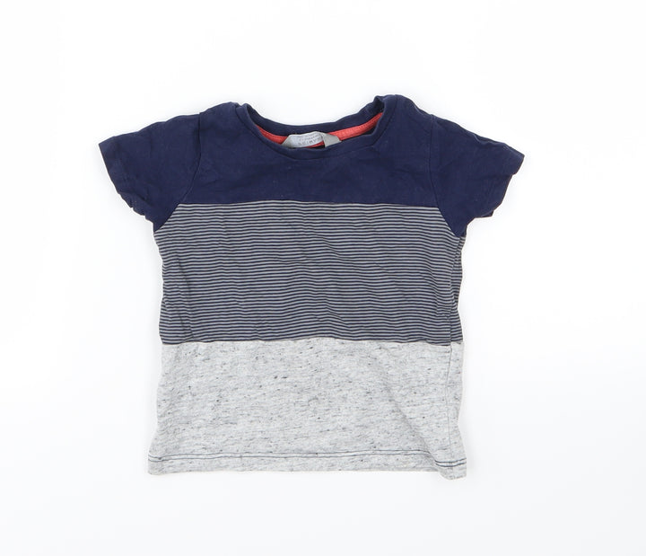 Primark Baby Blue Striped Jersey Basic T-Shirt Size 12-18 Months