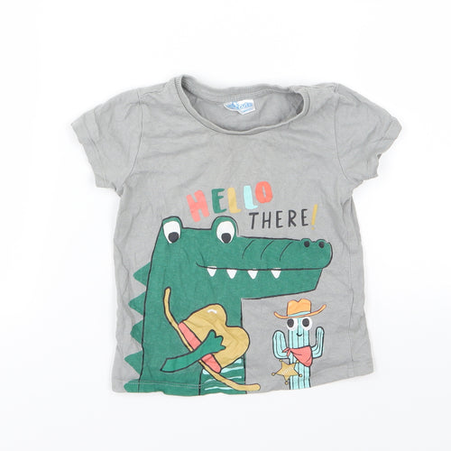 So Cute Boys Grey  Jersey Basic T-Shirt Size 12-18 Months  - Croc