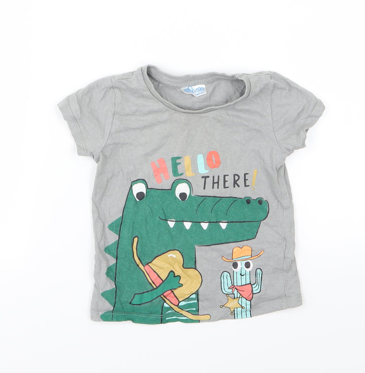 So Cute Boys Grey  Jersey Basic T-Shirt Size 12-18 Months  - Croc