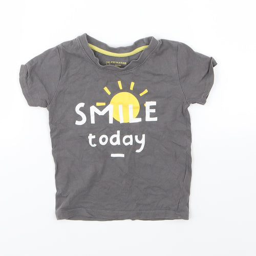 Primark Boys Grey  Jersey Basic T-Shirt Size 12-18 Months  - Smile today