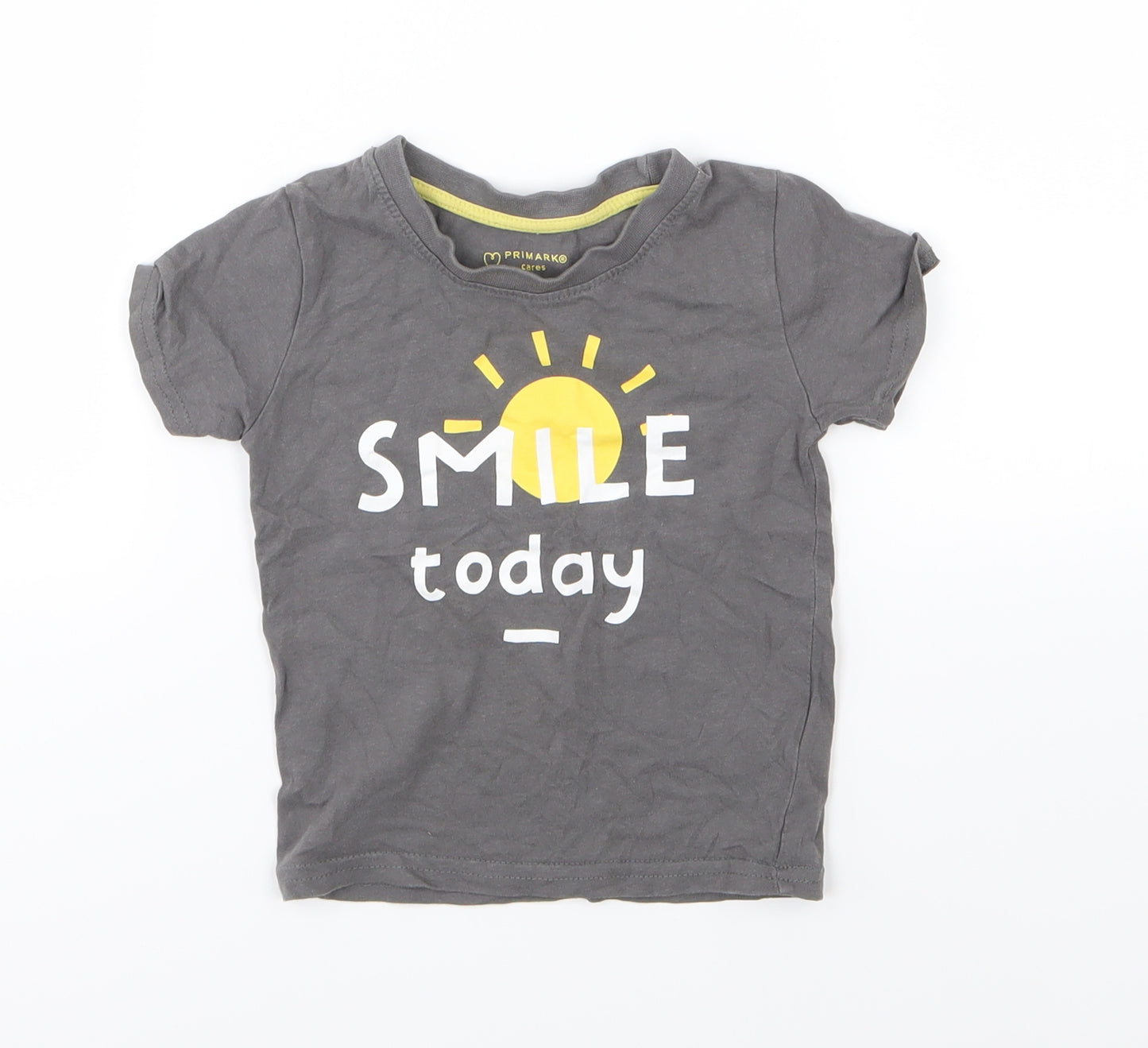 Primark Boys Grey  Jersey Basic T-Shirt Size 12-18 Months  - Smile today
