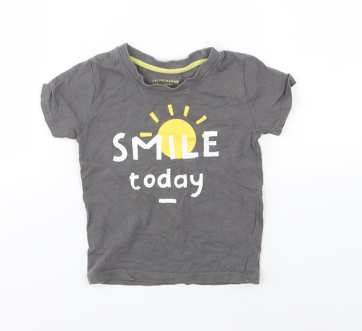 Primark Boys Grey  Jersey Basic T-Shirt Size 12-18 Months  - Smile today
