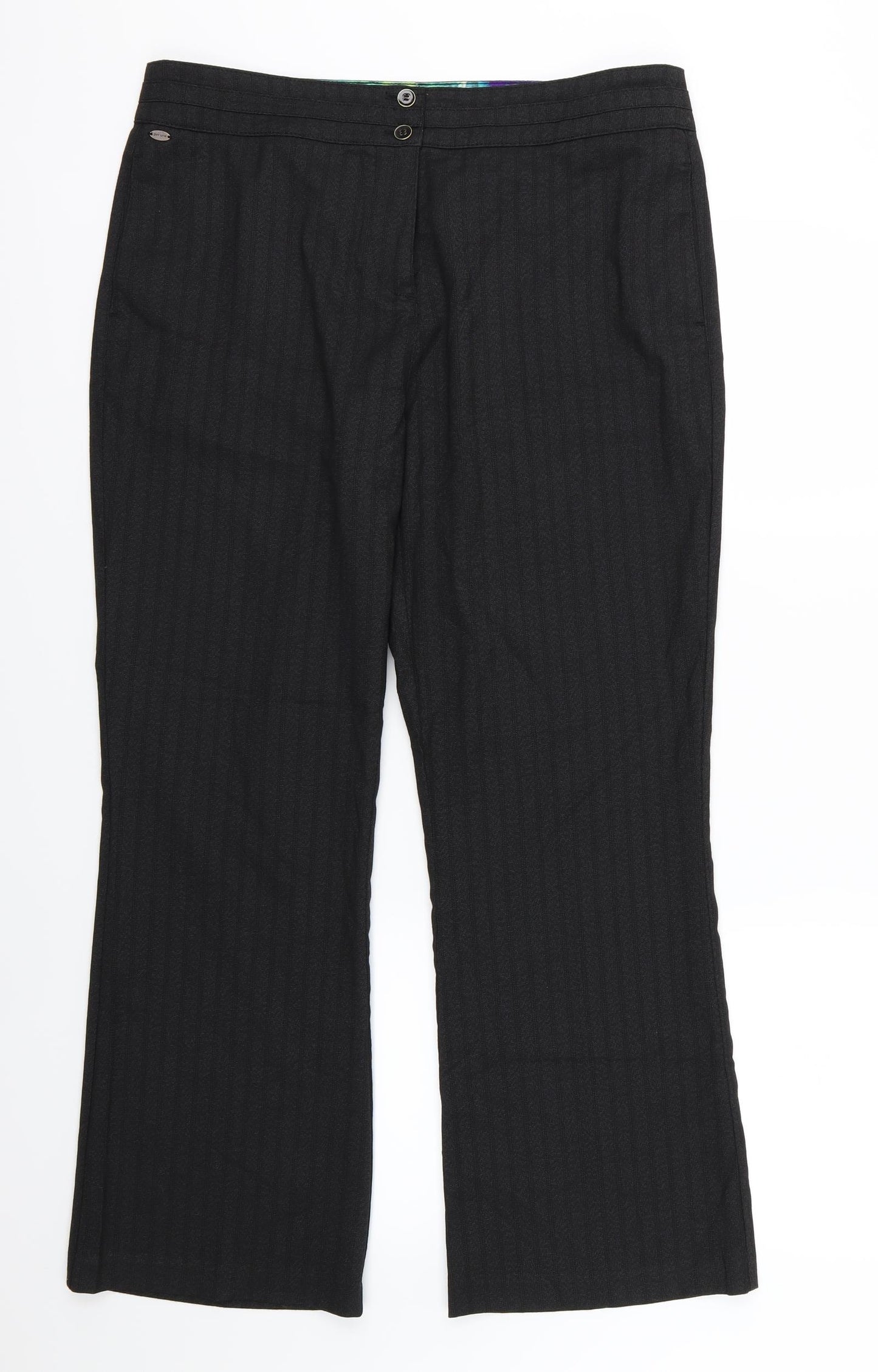 Per Una Womens Black Striped  Trousers  Size 16 L28 in