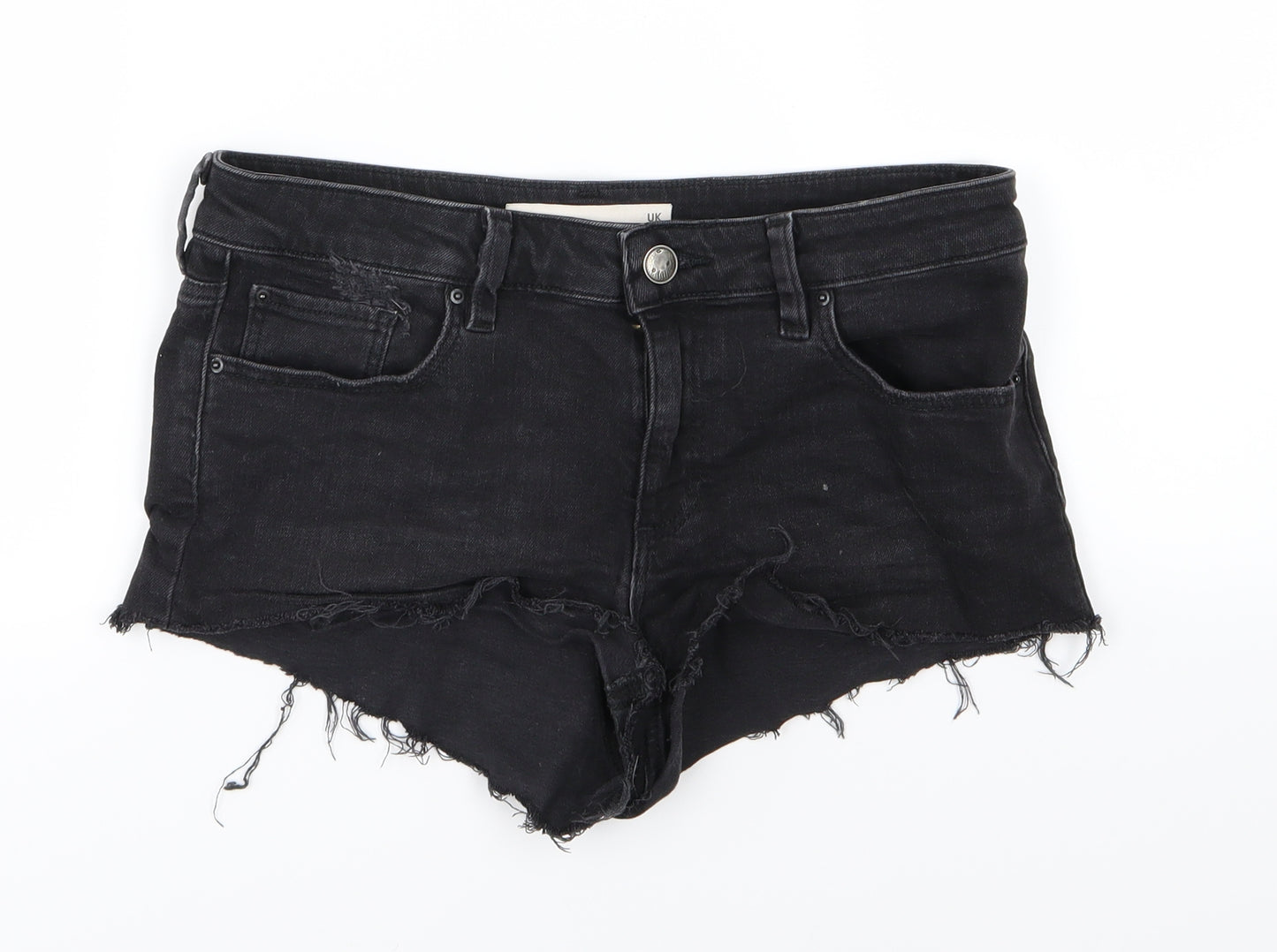 ASOS Womens Black  Denim Hot Pants Shorts Size 10