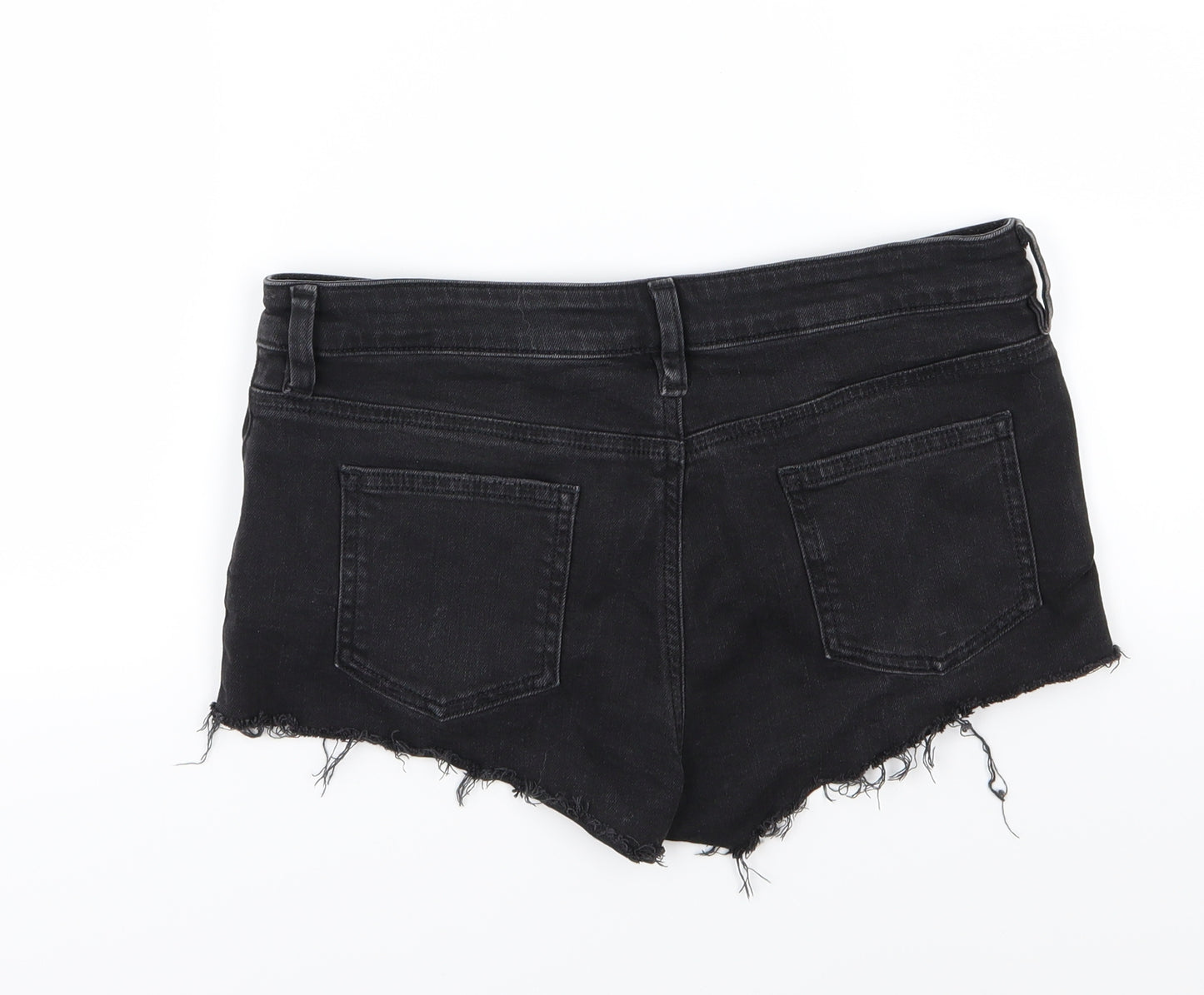 ASOS Womens Black  Denim Hot Pants Shorts Size 10