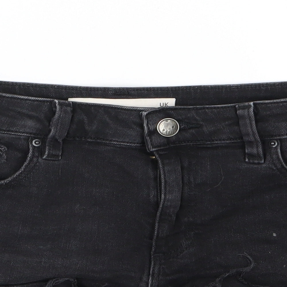 ASOS Womens Black  Denim Hot Pants Shorts Size 10