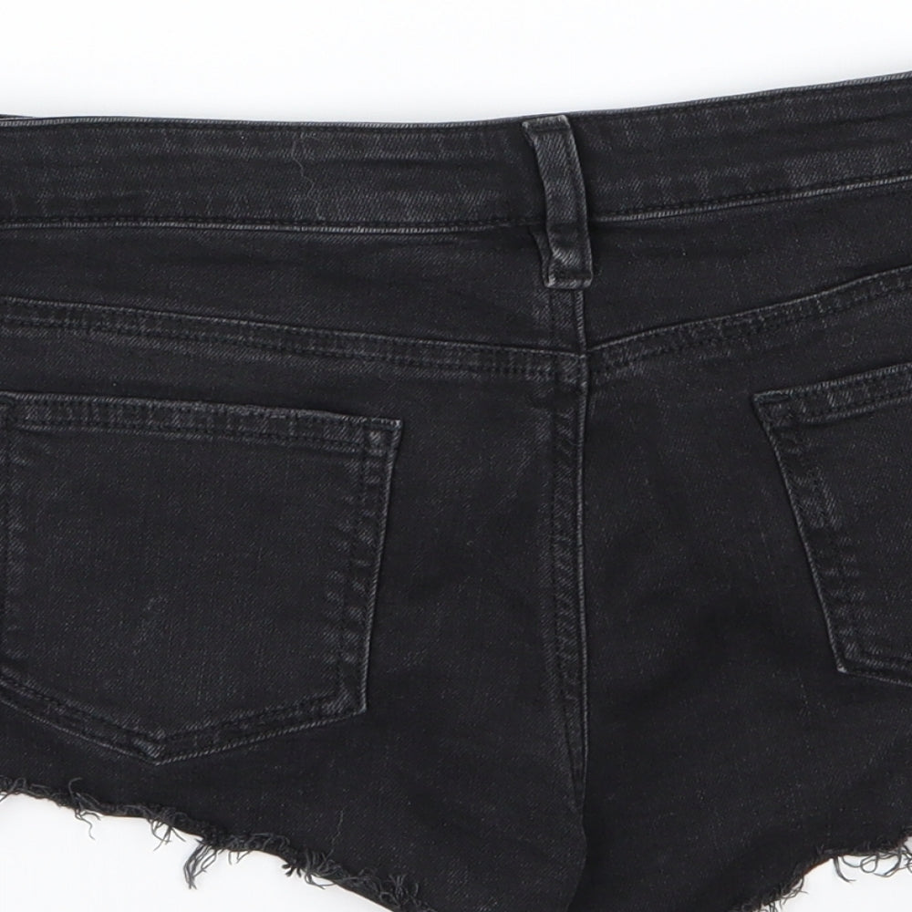 ASOS Womens Black  Denim Hot Pants Shorts Size 10