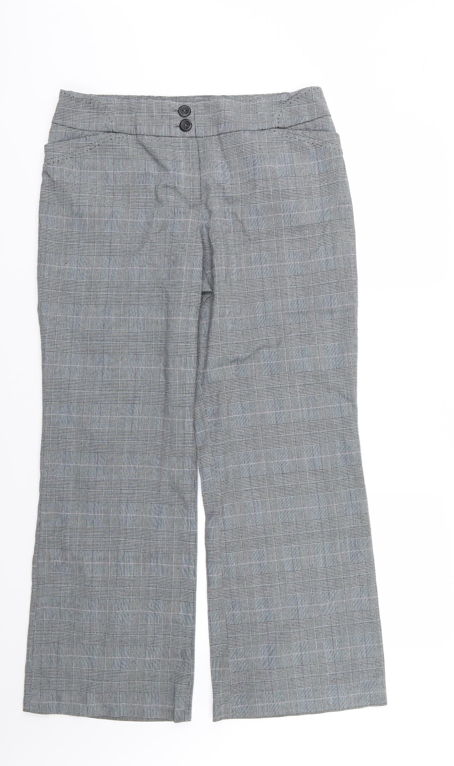 NEXT Womens Grey Striped Rayon Trousers  Size 14 L30 in