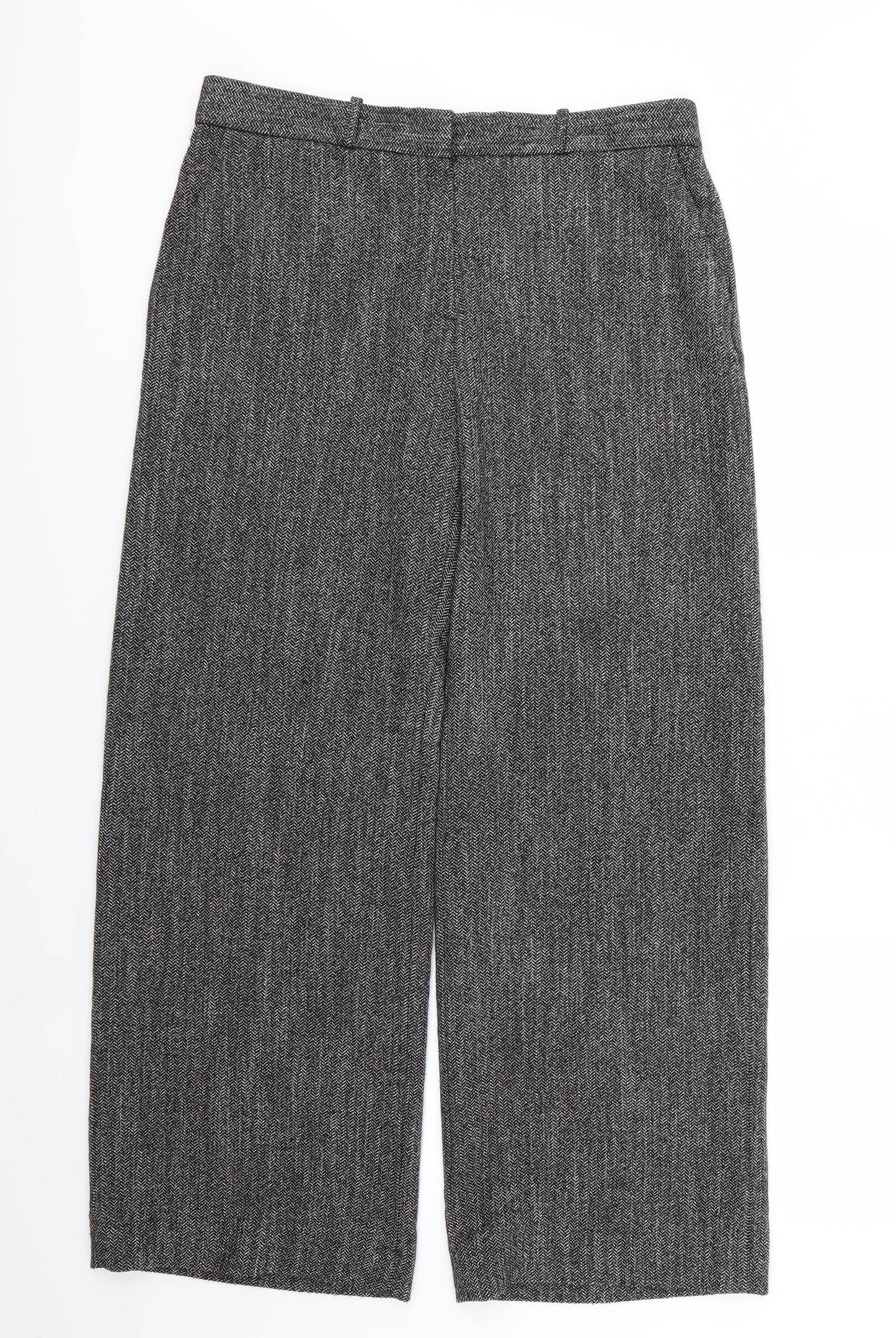 NEXT Womens Grey Herringbone  Trousers  Size 14 L30 in