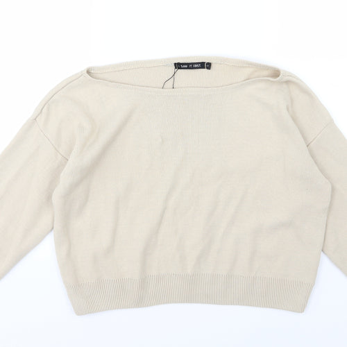 I SAW IT FIRST Womens Beige  Knit Pullover Jumper Size L