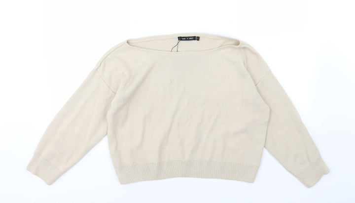 I SAW IT FIRST Womens Beige Knit Pullover Jumper Size L