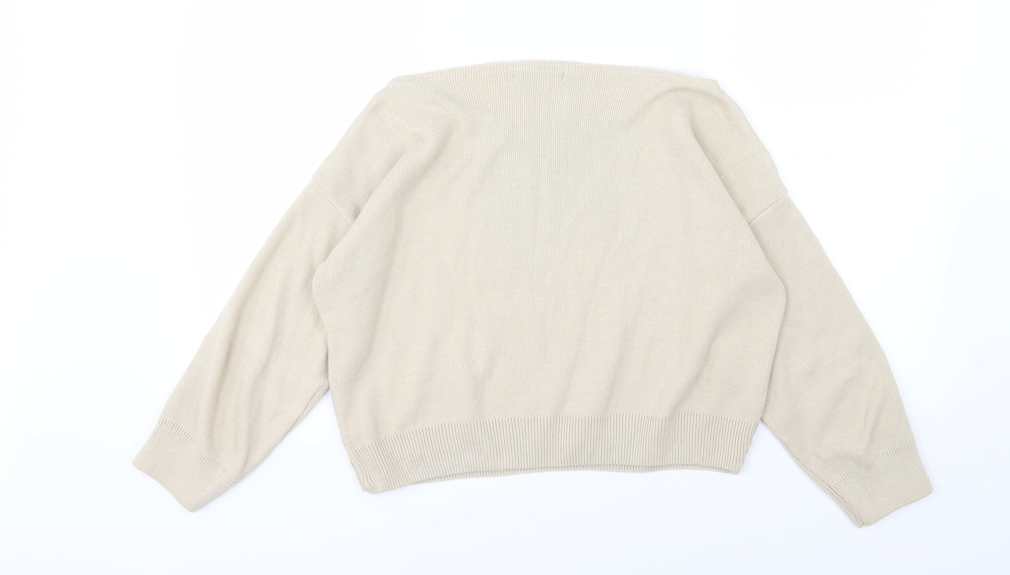 I SAW IT FIRST Womens Beige  Knit Pullover Jumper Size L