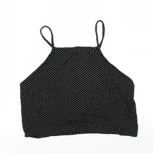 Miss Selfridge Womens Black Polka Dot Jersey Cropped Tank Size 12