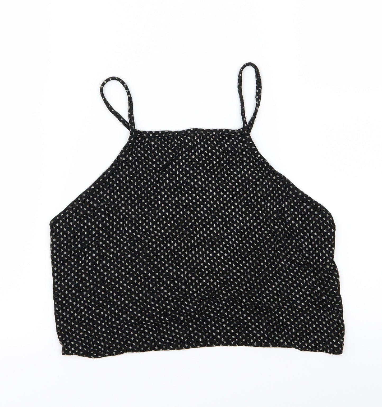 Miss Selfridge Womens Black Polka Dot Jersey Cropped Tank Size 12