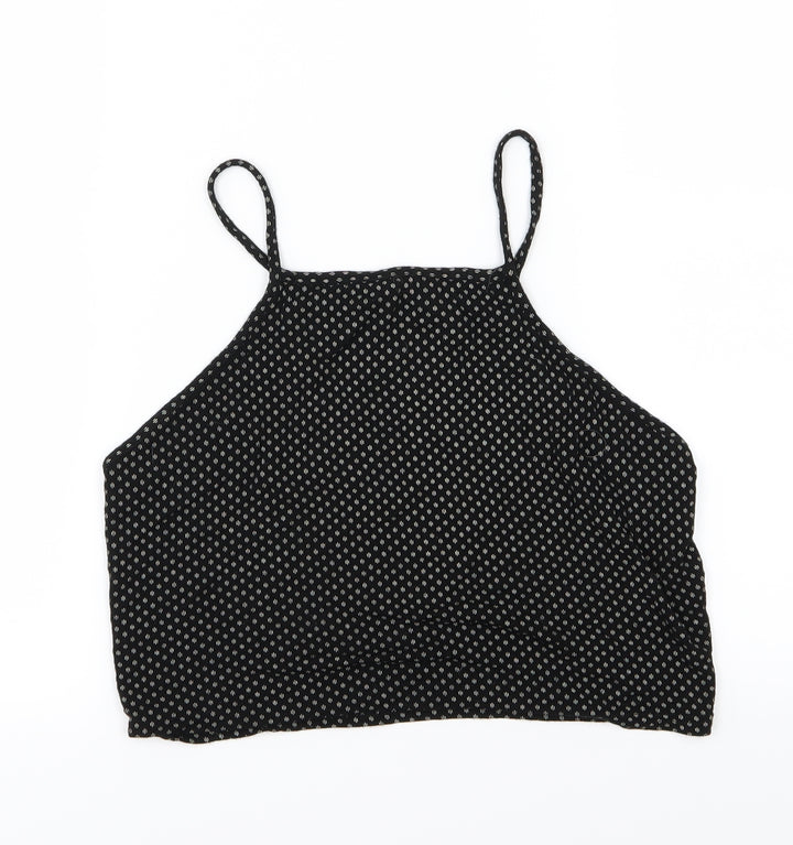 Miss Selfridge Womens Black Polka Dot Jersey Cropped Tank Size 12