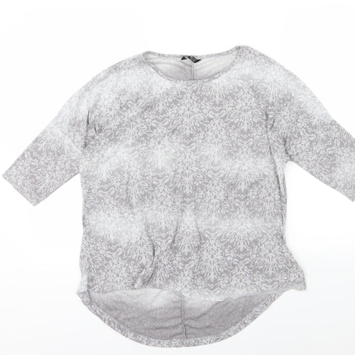 Select Womens Grey Floral Jersey Basic T-Shirt Size 12