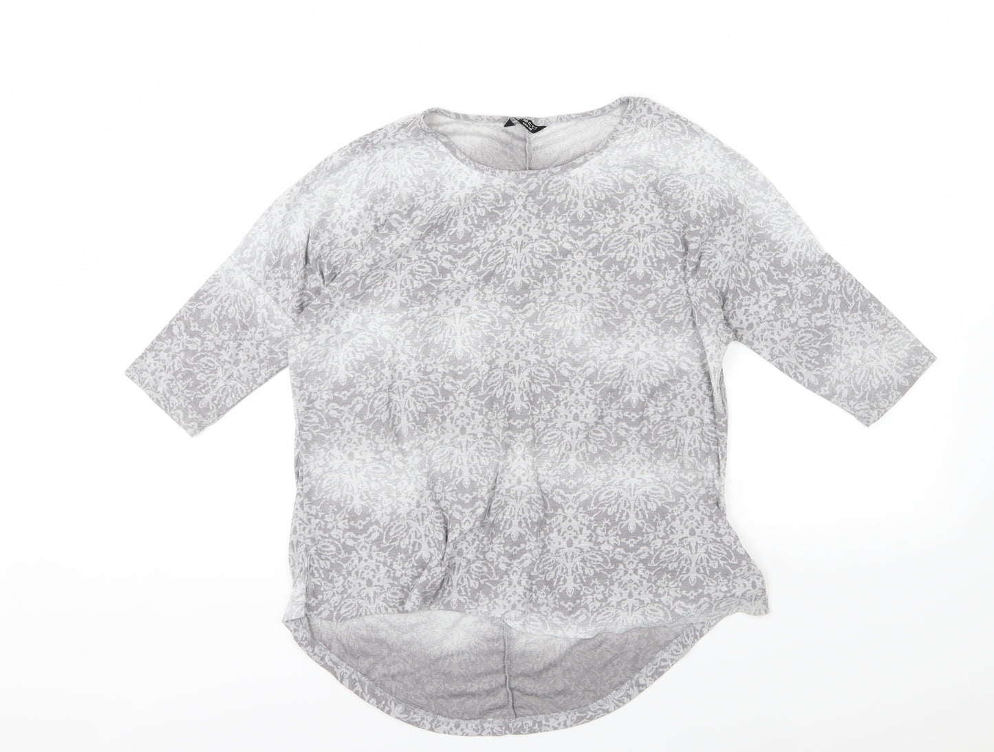 Select Womens Grey Floral Jersey Basic T-Shirt Size 12