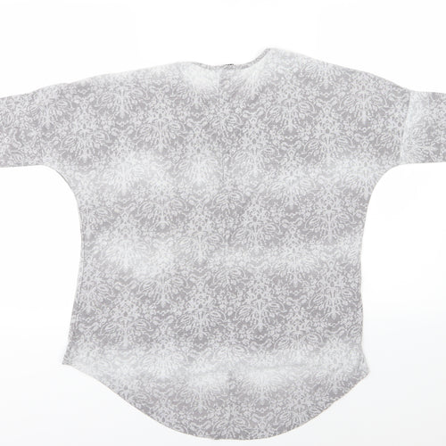 Select Womens Grey Floral Jersey Basic T-Shirt Size 12