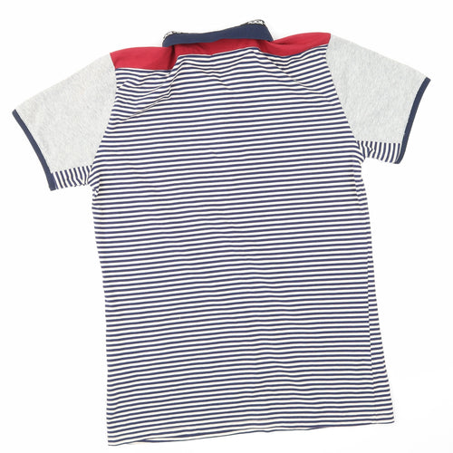 d rock Mens Blue Striped   Polo Size M