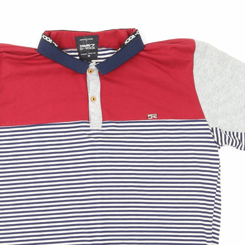 d rock Mens Blue Striped   Polo Size M