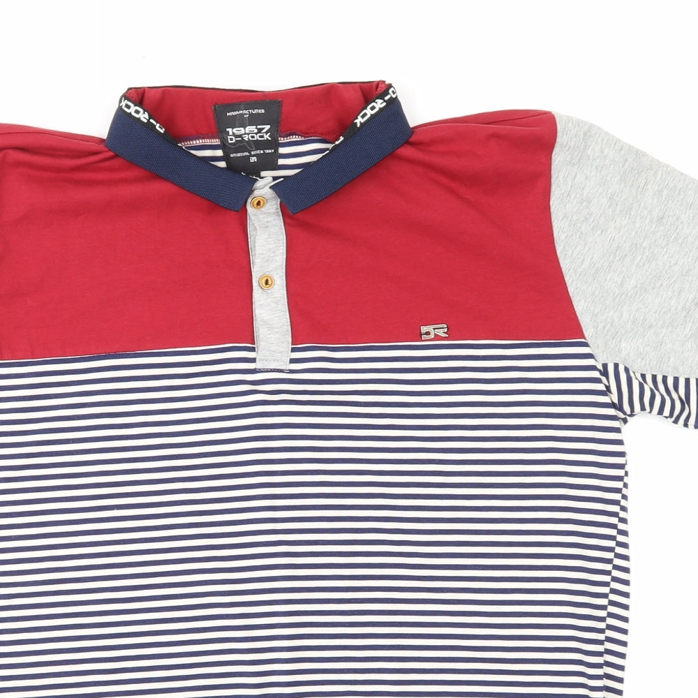 d rock Mens Blue Striped   Polo Size M