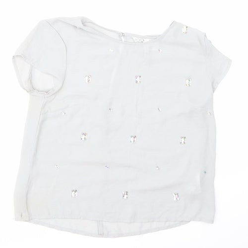 H&M Womens Grey Argyle/Diamond  Basic Blouse Size 10