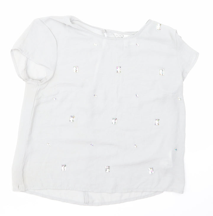 H&M Womens Grey Argyle/Diamond Basic Blouse Size 10