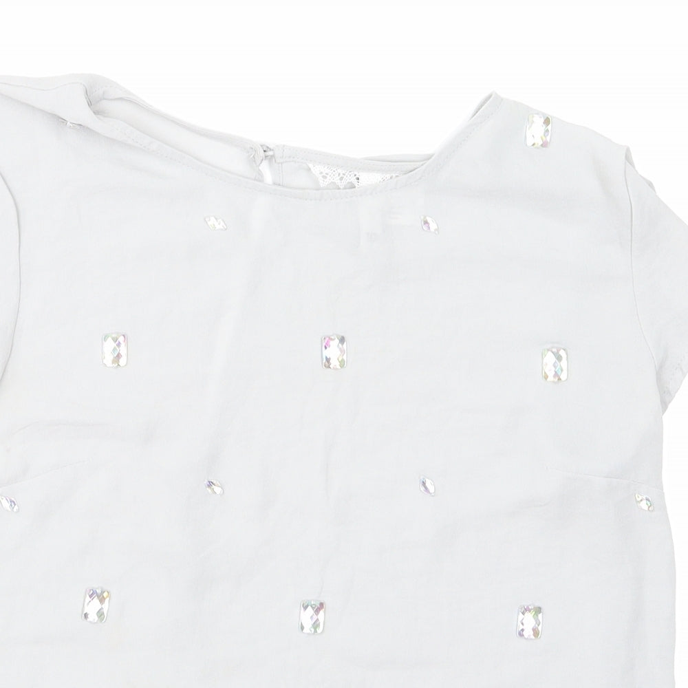 H&M Womens Grey Argyle/Diamond  Basic Blouse Size 10