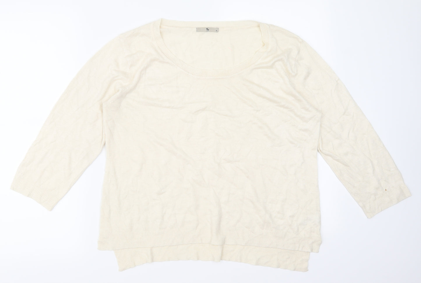 TU Womens Ivory   Pullover Sweatshirt Size 16