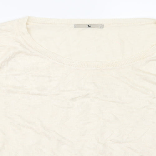TU Womens Ivory   Pullover Sweatshirt Size 16