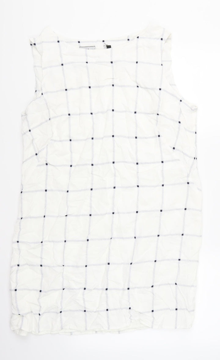 Marks and Spencer Womens White Check  Pencil Dress  Size 10